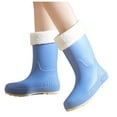 thumbnail image 6 of KEGIRLOM Women's Removable Lined Waterproof Comfortable Height-Increasing Heeled Mid-Calf Rain Boots Shoes For Fall And Winter. Sky Blue Size 4.5, 6 of 7