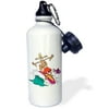 3dRose Silly Billy Goat Surfing Surfer Cartoon, Sports Water Bottle, 21oz