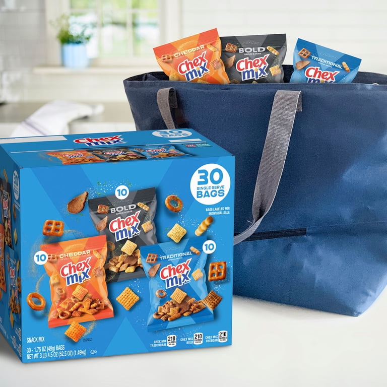 Chex Mix, Snack Mix Variety Pack, Savory Cheddar Party Blend, 52.5