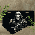 thumbnail image 4 of 1 Pcs Durable License Plate Covers & Frames, Skull Hoodie with For Decorative Front, Waterproof For Decoration Aluminum License Plate Covers & Frames Cover For Men Women, 12" X 6", 4 of 6