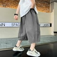 thumbnail image 6 of HXWCHs Boys Summer Capri Pants Adjustable Pockets Slim Fit Casual Comfortable Lightweight Breathable Outdoor Play Active Wear Grey 8-9 Years, 6 of 8