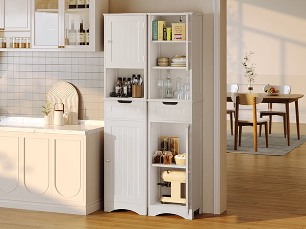 Aiho 67.2"H 2-Door Storage Cabinet – with Adjustable Shelves, Universal for Bathroom, Kitchen & Living Room White