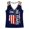 thumbnail image 4 of IDOCLOTHES 4th of July Tank Tops for Women Summer V Neck 250th Anniversary USA Shirt America 250 Years Patriotic Shirts for Women Tanks Sleeveless Tops Dark Blue, XXXL, 4 of 5