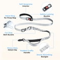 thumbnail image 2 of Jumpress Hands Free Dog Leash 4.7-6.5FT, Reflective Shock Absorbing Bungee Dog Leash & Car Seat Belt, Durable for Medium Large Dogs Walking Running (Gray), 2 of 7