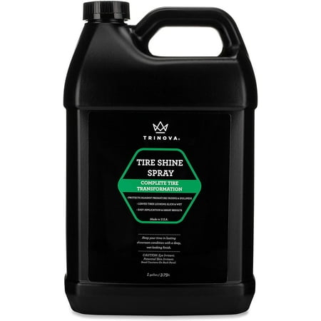 TriNova Tire Shine Gallon Size - Leaves Brilliant Wet Looking Shine, Perfect for Detailer. Best Dressing for Slick Finish on Tires, Rubber, Wheels. Bulk gal (What's The Best Tire Shine)