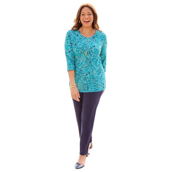 Catherines Women's Plus Size Suprema 3/4 Sleeve V-Neck Tee
