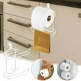 thumbnail image 2 of Counter Organizers Kitchen Storage Roll Paper Rack Hanging Door Towel Rack Drawer Hanging Back Bathroom Double-Layer Paper Rack, 2 of 8