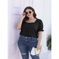 thumbnail image 5 of Women Summer Square Neck Ruffled Tops Short Sleeve Blouse Casual T-Shirt Top, 5 of 5