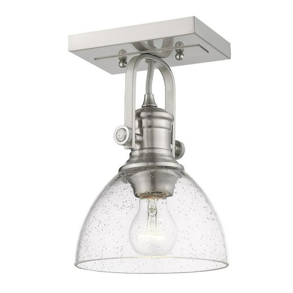 Golden Lighting Hines 1-Light Articulating Semi-flush in Pewter with Seeded Glass