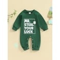 thumbnail image 2 of FEORJGP Infant Baby Boy Long Sleeve Jumpsuit Toddler Fashion Round Neck Shamrock Print Casual Romper Newborn Letter Print Daily Playsuit for Spring Fall, 2 of 9