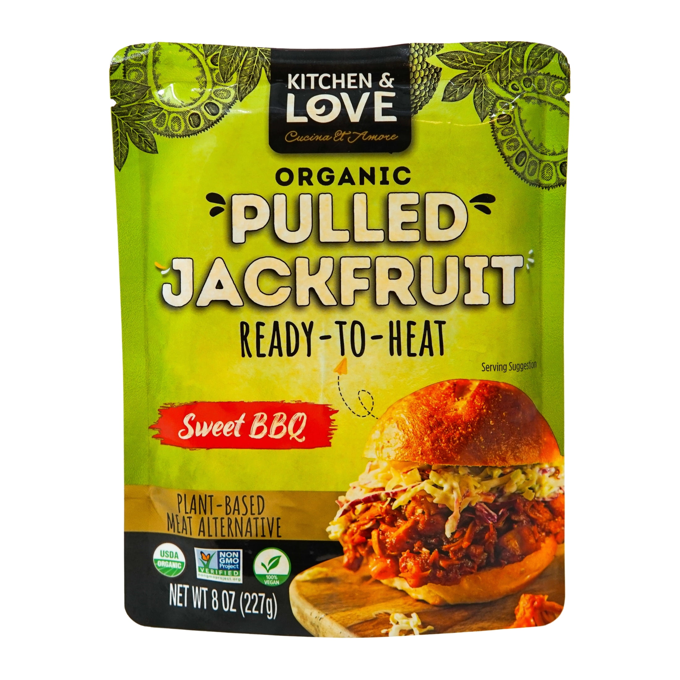 (6 pack) Kitchen & Love's Organic Pulled Jackfruit - Sweet BBQ - 8oz