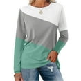 thumbnail image 1 of Pxiakgy Vente Chaude!! Hauts à Blocs de Couleur pour Femmes Tunique à Manches Longues Décontractée Col Rond Pull Chemises à Blocs de Couleur pour Femmes Hauts à Manches Longues Décontractés Col Rond Pull Vert TTG, 1 of 7