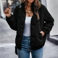thumbnail image 4 of NAYTOAO Women's Bomber Jacket Corduroy Ribbed Quilted Zip Up Long Sleeve Winter Coat Fall Outerwear Tops with Pockets Black M, 4 of 5