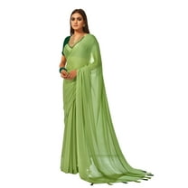 Traditional Ethnicwear Light Green Georgette Solid Saree