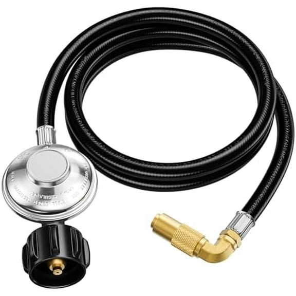 6 Feet Propane Adapter Hose for  17 & 22 Inch Tabletop Griddle, Propane Regulator Hose with 90 Degree Elbow Adapter, Connect to 5-20 LB Propane Tank