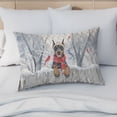 thumbnail image 4 of Playful Doberman Pinscher Welcomes Winter Snowy Day with Cardinal Bird Quilt Pillowcase Doberman Dog Lover Gifts Throw Pillow Cover Bed Home Decor - 12017, 4 of 5
