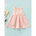 thumbnail image 2 of Liacowi Toddler Baby Girl Princess Dresses Sleeveless Solid Color Zip Up Bow Tutu Dress Party Casual Outfit, 2 of 9