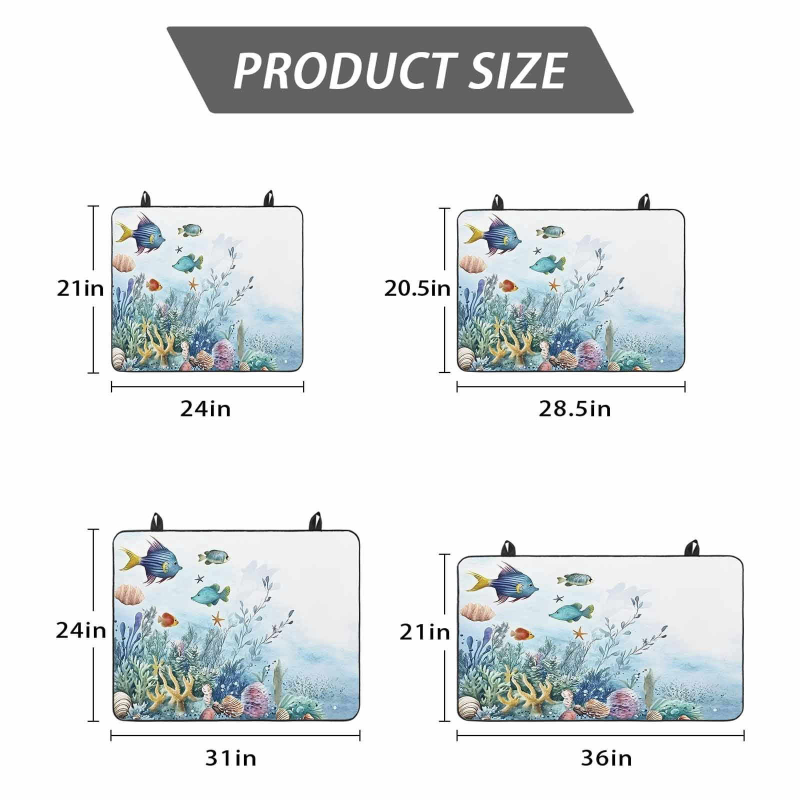 Ocean Coastal Stove Top Cover for Electric Stove, Heat-proof & Non Slip Glass Top Stove Cover Protector, Coral Fish Watercolor Shell Starfish Kitchen Flat Cooktop Rubber Mat 24x21 Inches