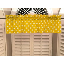 cotton polka dots window valance 58 wide white on yellow
