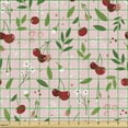 thumbnail image 2 of Ambesonne Spring Fabric by the Yard Upholstery, Cherries Flowers Leaves Dots, 10 Yards, Olive Green Coral and White, 2 of 5