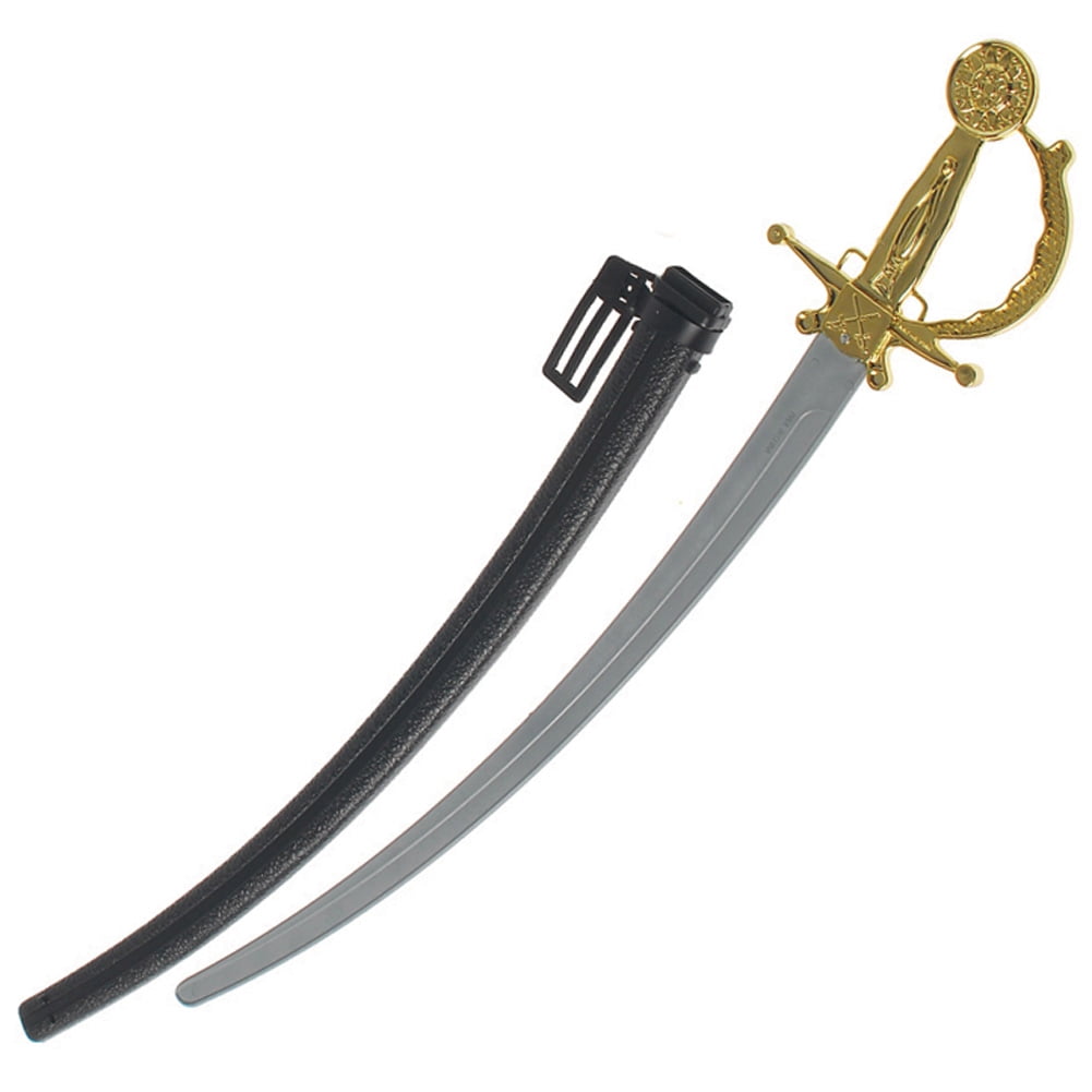 US Toy Pirate Golden Hilt Sword, Grey Black Gold, 25", 12 Pack