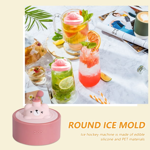 Molde de silicona para bolas de hielo, reutilizable, lindo oso, molde para cubitos de hielo, herramientas de cocina (rosa)
