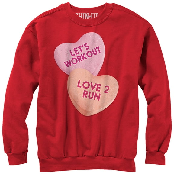 Women's CHIN UP Valentine Heart Candy Workout Sweatshirt Red Medium