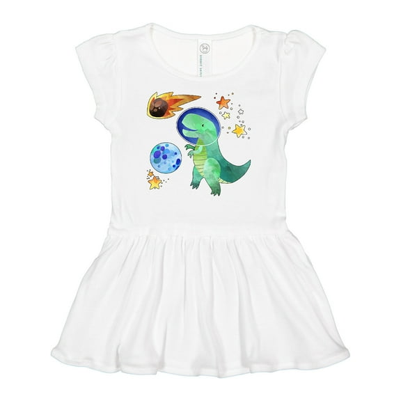 Inktastic Tyrannosaurus Rex Vs. Meteor Fun Space Dinosaur Girls Baby Dress