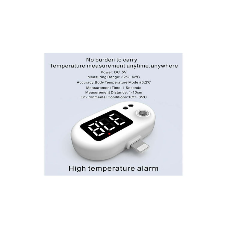 USB Smart Thermometer USB Intelligent Thermometer Portable Mini Cell Phone  Thermometer Non-contact Type Infrared USB Thermometer with USB Type-C  Lightning Joint