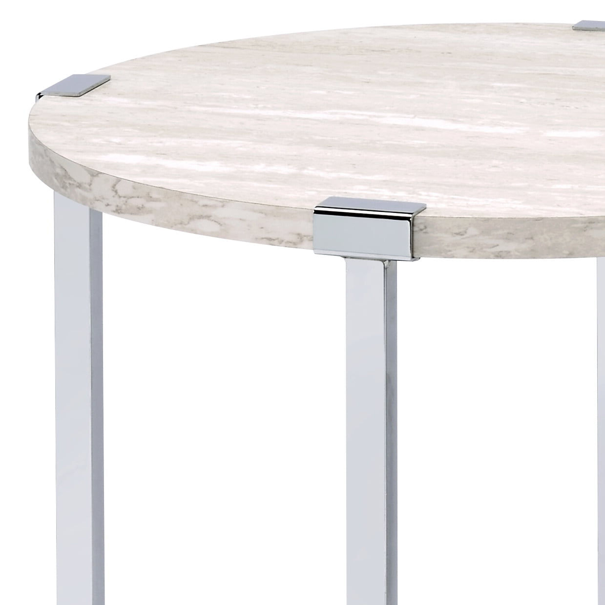 End Table White Oak & Chrome Finish