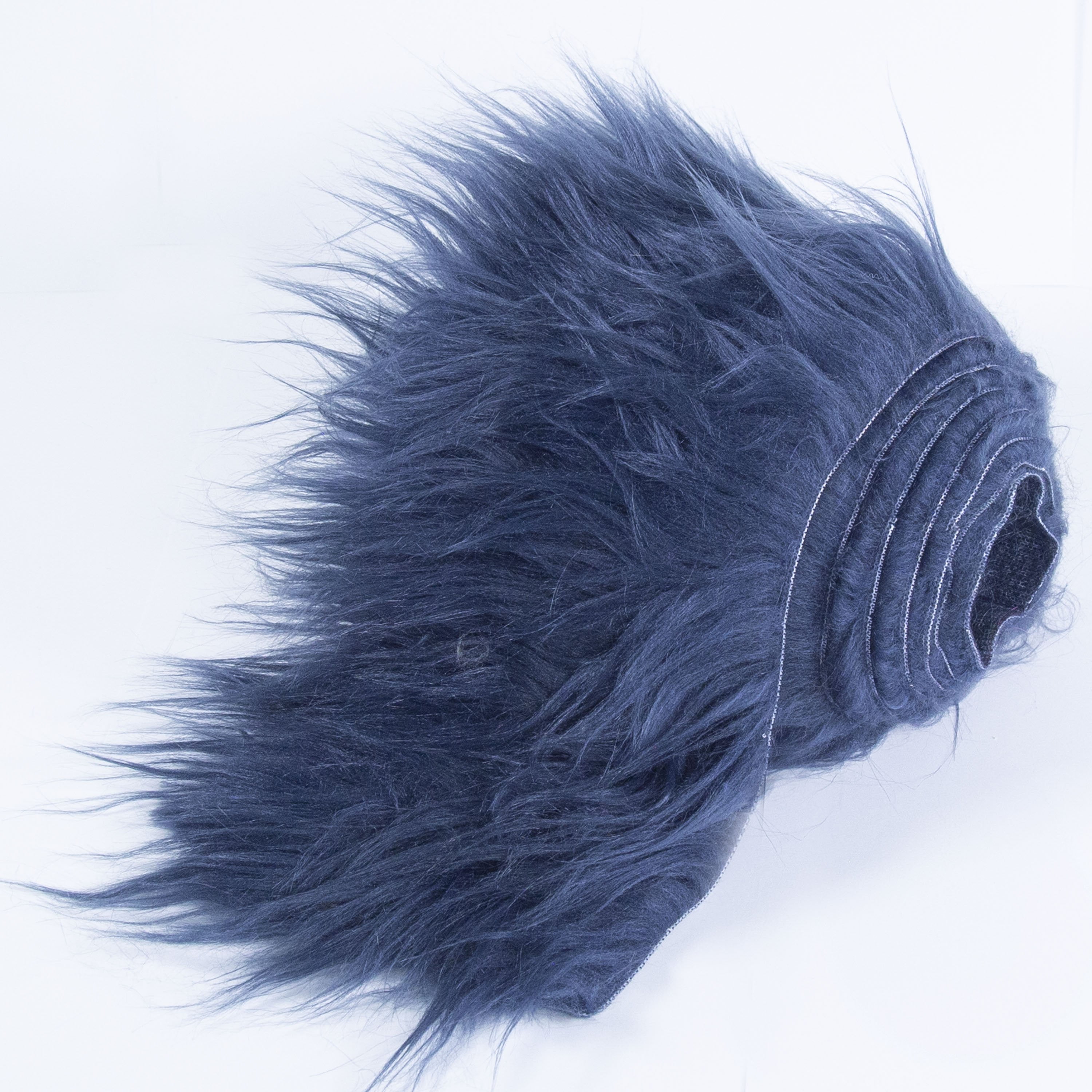 FabricLA Shaggy Faux Fur Fabric Trim 60 x 4 inch Ribbon Navy Blue