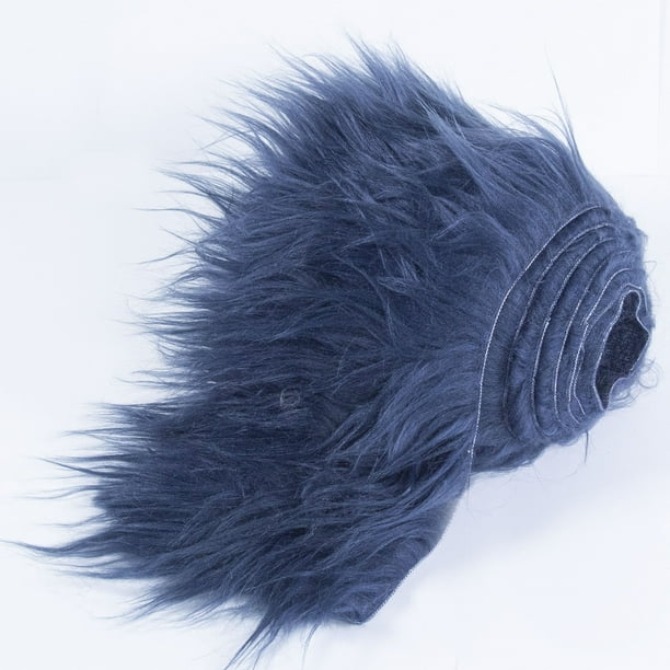 FabricLA Shaggy Faux Fur Fabric Trim 60 x 4 inch Ribbon Navy Blue