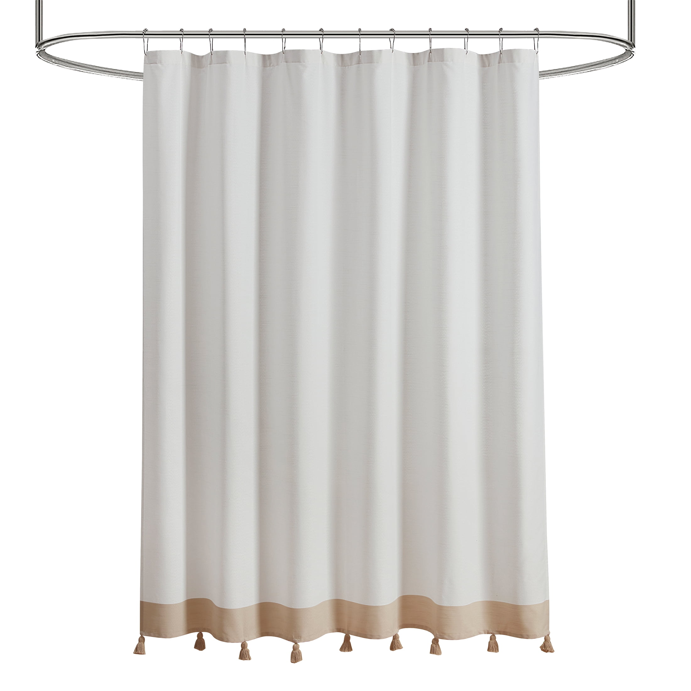 My Texas House Taupe Tassel Fabric Shower Curtain, 72 in x 72 in