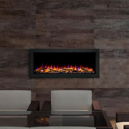 SimpliFire Forum Outdoor Electric Fireplace for Patio 43" Wide Recessed in Wall Fireplace