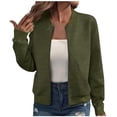 thumbnail image 1 of iHPH7 Vestes Légères pour Femmes Tenues d'Automne pour Femmes Veste Texturée Femme Vestes d'Automne pour Femmes Veste de Baseball Veste à Fermeture Éclair Vestes pour Femmes Vert m, 1 of 5