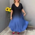 thumbnail image 3 of ZenCart Gradient Maxi Dress for Women Summer Plus Size Loose Long Dress Casual V-neck Short Sleeve Flowy A-line Dress, 3 of 7