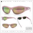 thumbnail image 2 of 90s Sport Fashion Wrap Around Styling Star Emblem Temple Sunglasses Pink - Pink Mirror, 2 of 8