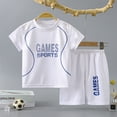 thumbnail image 2 of Traje de baloncesto para niños Traje de casa para niños Traje de verano de secado rápido Traje deportivo de manga corta para bebés y niños medianos y grandes, 2 of 4