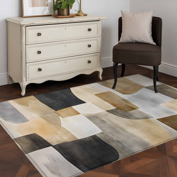 3'x5' Area Rugs, Vintage Boho Indoor Outdoor Area Rug for Living Room Bedroom, Abstract Retro Oil Painting Geometric Washable Bathroom Rugs Kitchen Floor Carpet Mats Home Decor Aesthetic