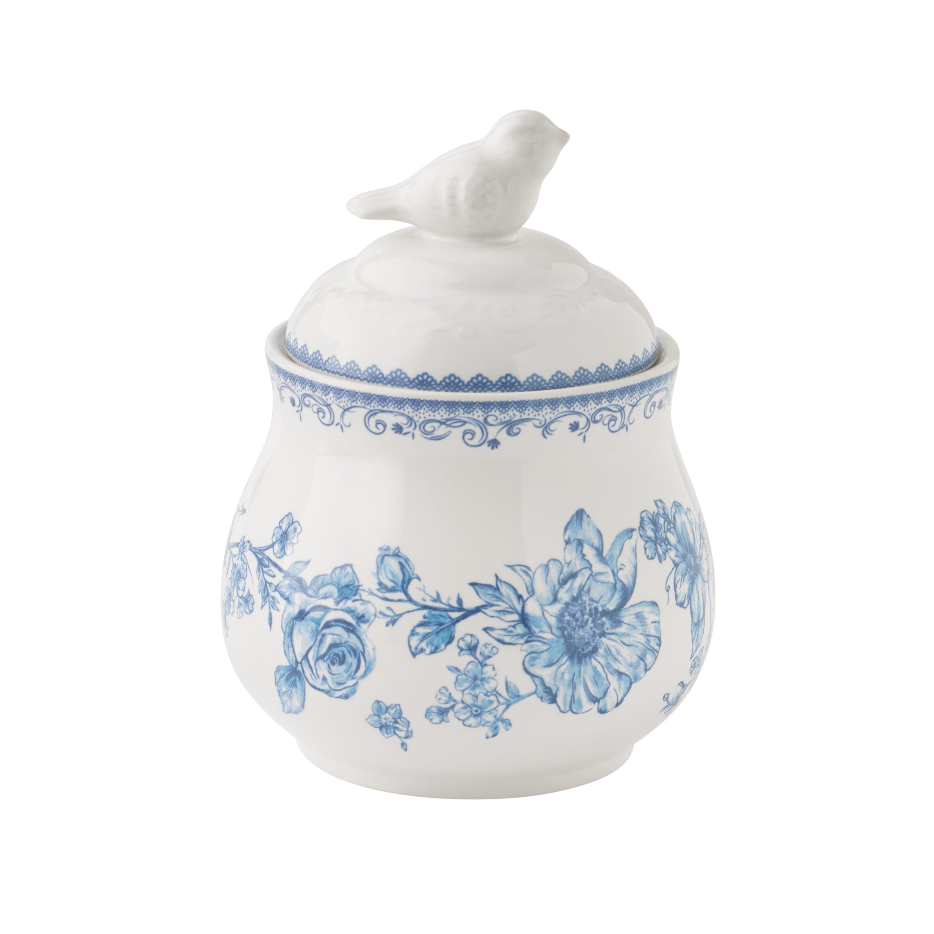 The Pioneer Woman Agatha Stoneware Sugar Bowl with Lid, Blue
