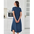 thumbnail image 4 of Ekouaer 3 Pack Long Nightgowns for Women Plus Size House Dress Short Sleeve Night Gown V Neck Casual Nightshirt, 4 of 6