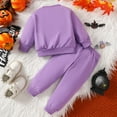 thumbnail image 5 of Caqnni Toddler Baby Girl Clothes 1T 2T 3T 4T 5T Fall Winter Outfits Long Sleeve Sweatshirt + Pants Sets for Girls 6 9 12 18 24 Months，12-18 Months，Purple, 5 of 7