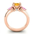 thumbnail image 4 of Diamond-Capitals 2.50 Carat Round Shape Citrine & Pink Sapphire Gemstone Luxurious Three Stone Engagement Ring for her Solid 18K Rose Gold Size 9.5, 4 of 8