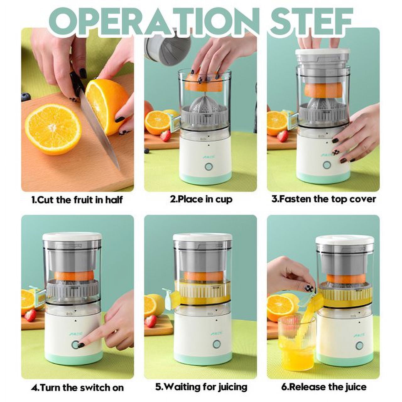 Electric Citrus Juicer, Electric Orange Juicer Machine, USB Charging Wireless Portable Electric Citrus Juicer