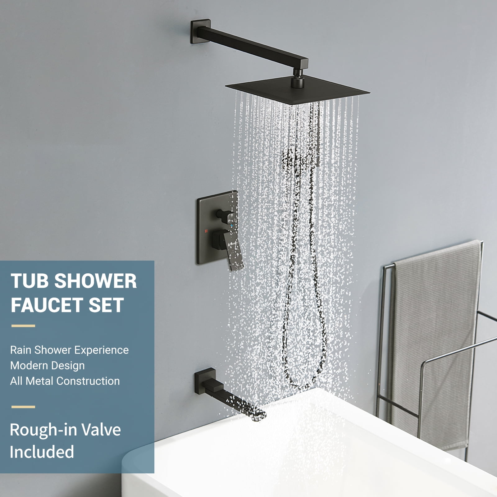 Tub Shower Faucets Sets Complete Brushed Gold Bathtub Shower System with Tub Spout, Bathtub Faucet Set Tub and Shower Faucet Combo Trim Kit with Rough-in Valve