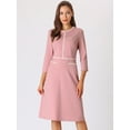 thumbnail image 2 of DARING DIVA A-Line Contrast Color Tweed Trim Dress XL Pink, 2 of 6