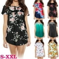 thumbnail image 6 of Women's Tunic Tops TeqHome 2024 Loose Short Sleeve T-Shirts Summer Casual Floral Printed Button Shirts Tunic Blouse Multi-Color L, 6 of 8