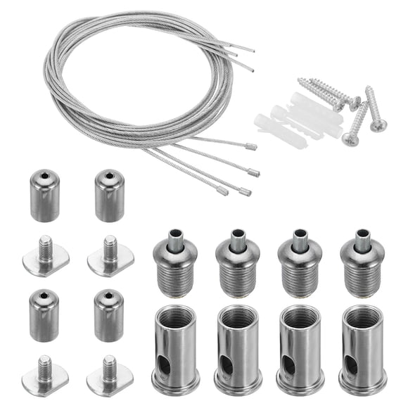 Unique Bargains Steel Cable Hanging Fixture Ceiling Stud Wire Rope Kit for LED Panel Fixing 4 Set