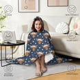 thumbnail image 4 of Wearable Blanket,Navy Highland Cow Flower Pattern Hooded Wearable Sherpa Blanket for Adults & Teens,Winter Poncho Shawl Wrap Cape Thick Warm,50"x60", 4 of 5