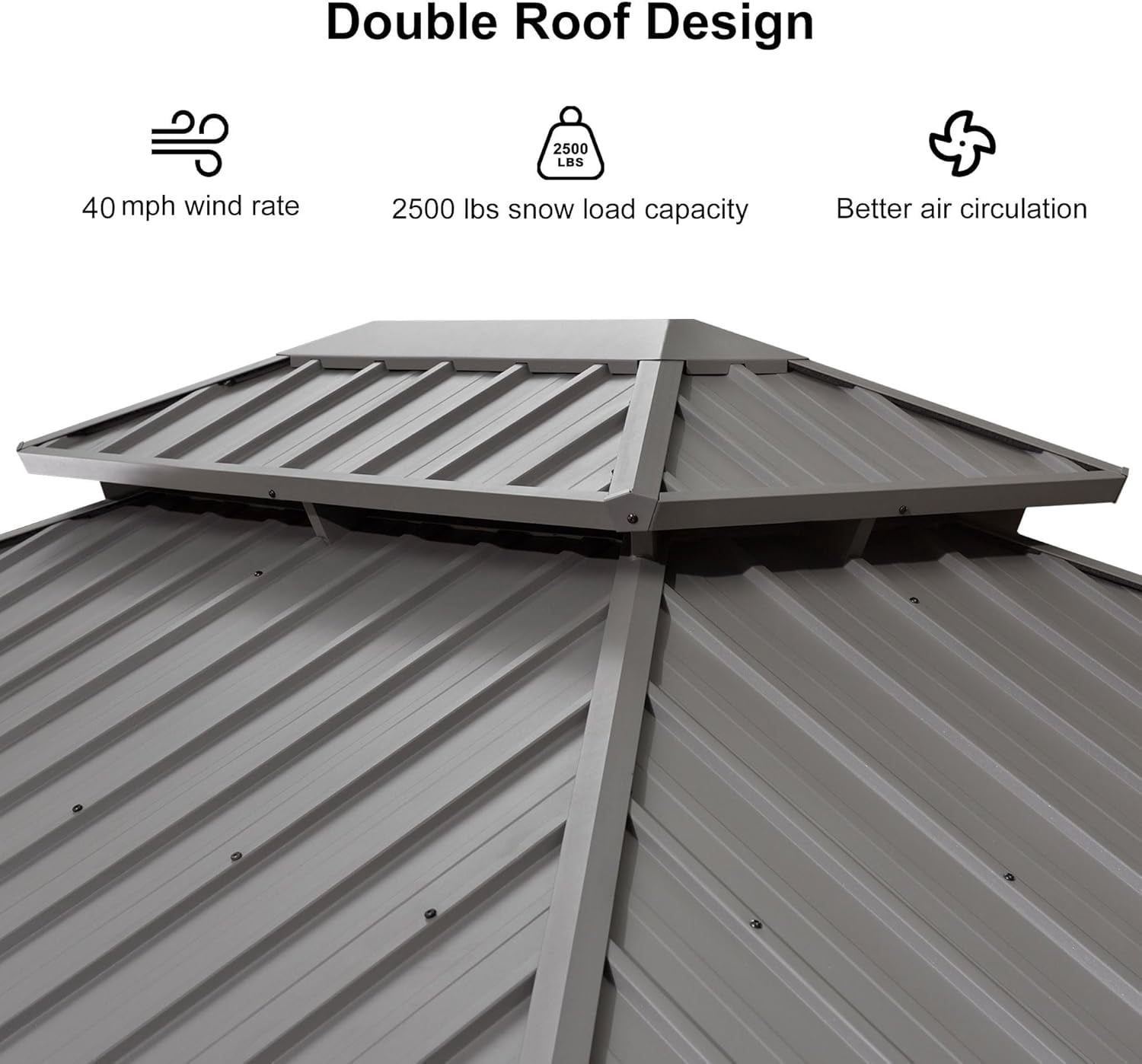 Purple Leaf 10' x 12' Outdoor Hardtop Gazebo with Double Roof Metal Gazebo,Light Gray